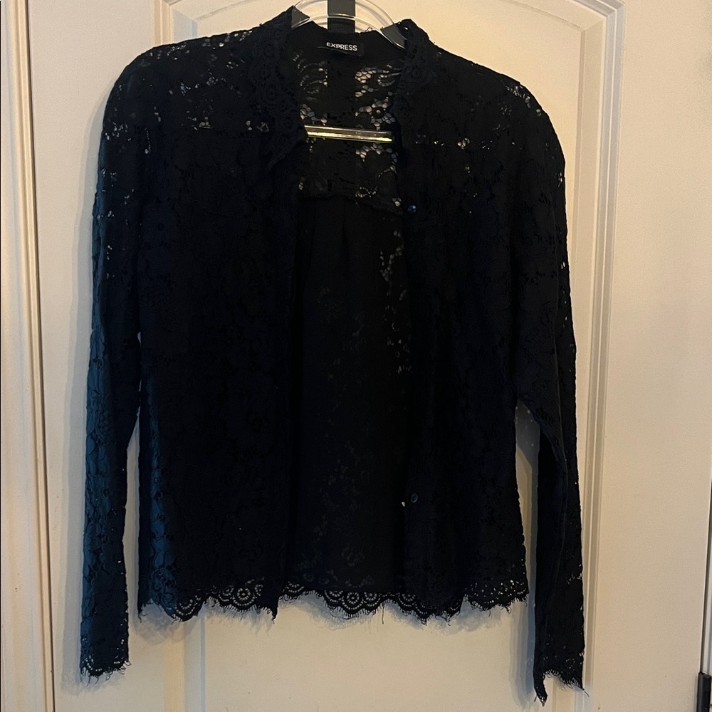 Express Black Lace Top